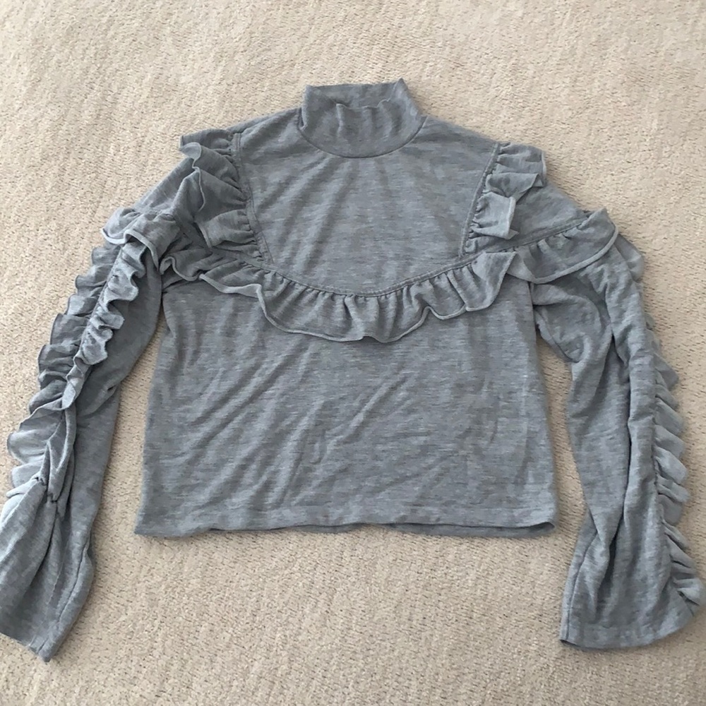 H&M Grey Ruffled Sweater